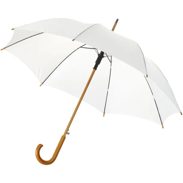 Kyle 23" auto open umbrella wooden shaft and handle - Unbranded White