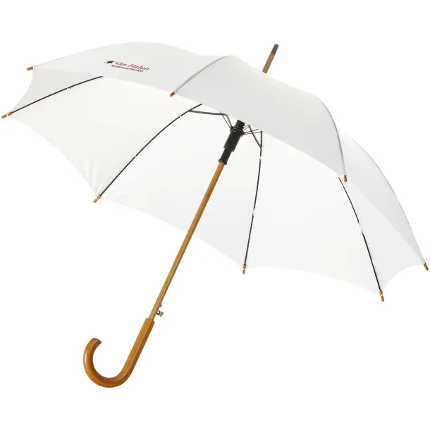 Kyle 23" auto open umbrella wooden shaft and handle - Unbranded White