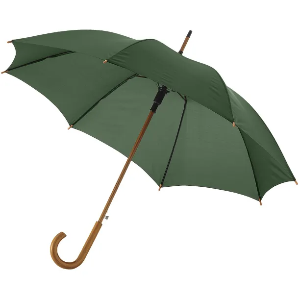 Kyle 23" auto open umbrella wooden shaft and handle - Unbranded Forest green