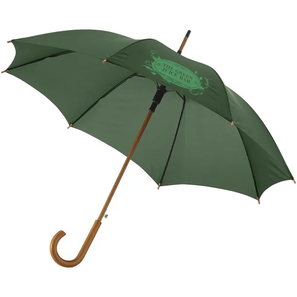 Kyle 23" auto open umbrella wooden shaft and handle Forest green