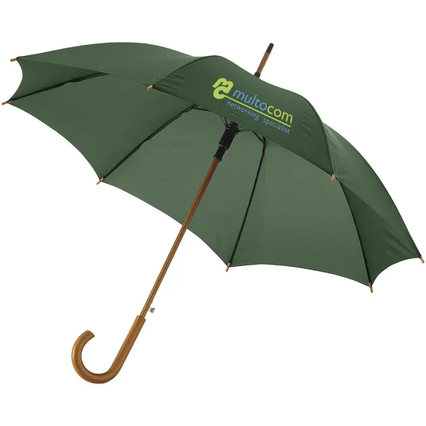 Kyle 23" auto open umbrella wooden shaft and handle Šumski zelena