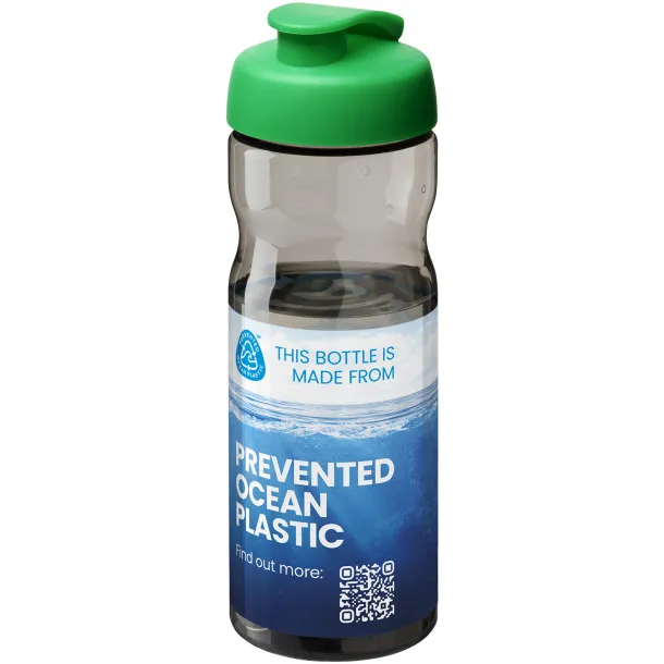 H2O Eco sportska boca s automatskim poklopcem, 650 ml Ugljen Transparent green