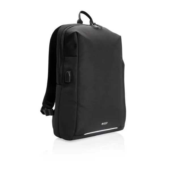  Swiss Peak AWARE™ RFID and USB laptop backpack - Swiss Peak Black 