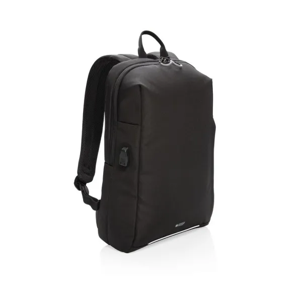  Swiss Peak AWARE™ RFID and USB laptop backpack - Swiss Peak Black 