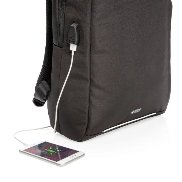  Swiss Peak AWARE™ RFID and USB laptop backpack - Swiss Peak Black 