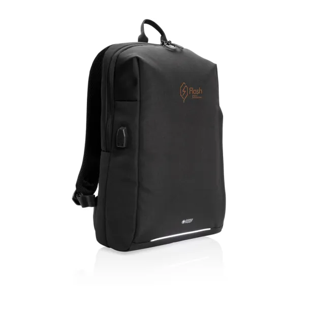  Swiss Peak AWARE™ RFID and USB laptop backpack - Swiss Peak Black 