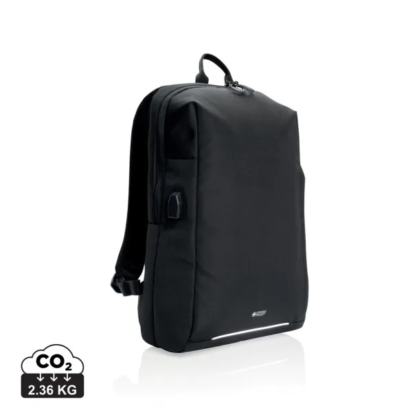  Swiss Peak AWARE™ RFID and USB laptop backpack - Swiss Peak Black 