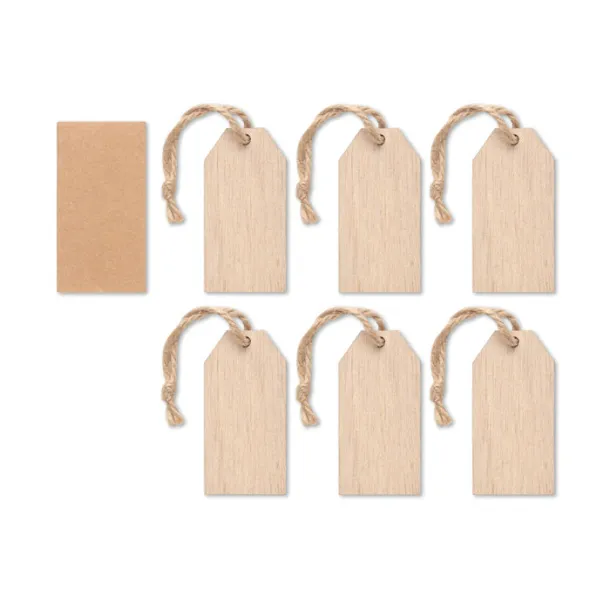 ETIBAM Set of 6 wooden gift tags Wood