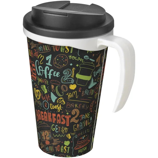 Brite-Americano Grande 350 ml mug with spill-proof lid - Unbranded White Solid black