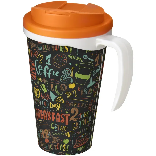 Brite-Americano Grande 350 ml mug with spill-proof lid - Unbranded White Orange