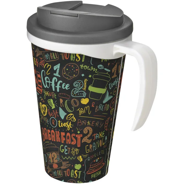 Brite-Americano Grande 350 ml mug with spill-proof lid - Unbranded White Grey