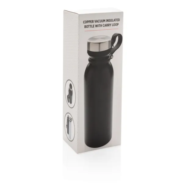  Copper vacuum insulated bottle with carry loop - XD Collection Black 