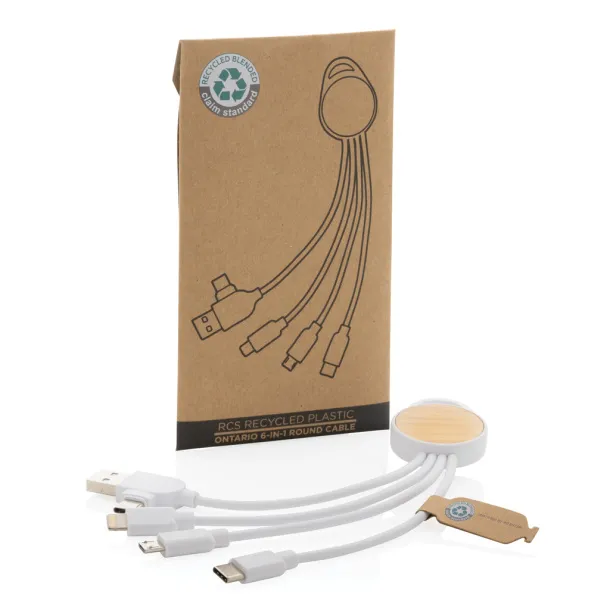  RCS recycled plastic Ontario 6-in-1 round cable - XD Collection White 