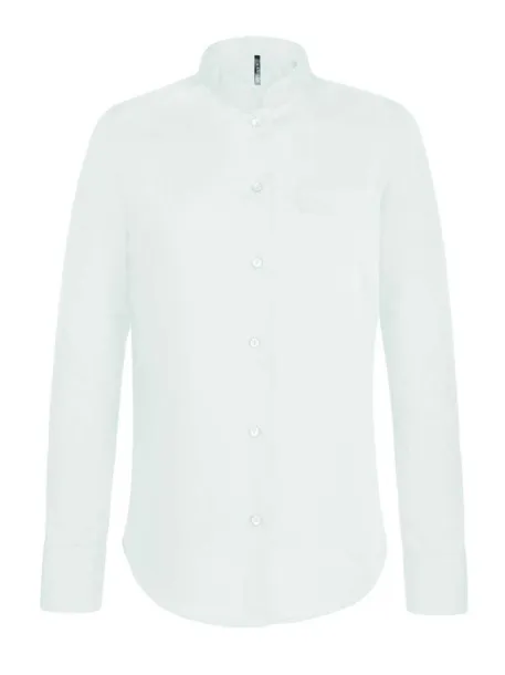  LADIES' LONG-SLEEVED MANDARIN COLLAR SHIRT - Kariban White