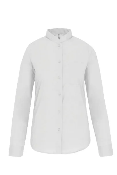  LADIES' LONG-SLEEVED MANDARIN COLLAR SHIRT - Kariban White