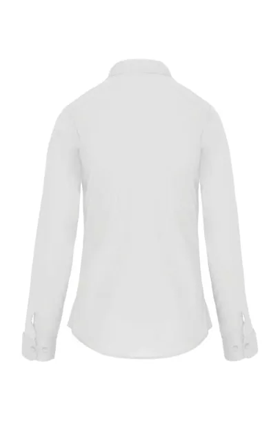  LADIES' LONG-SLEEVED MANDARIN COLLAR SHIRT - Kariban White