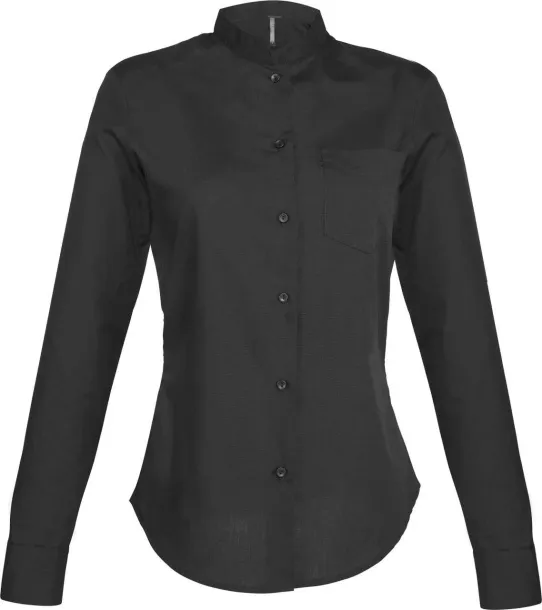  LADIES' LONG-SLEEVED MANDARIN COLLAR SHIRT - Kariban Black