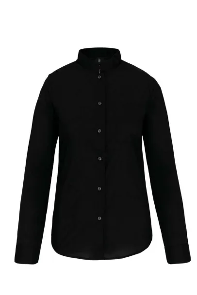  LADIES' LONG-SLEEVED MANDARIN COLLAR SHIRT - Kariban Black