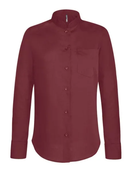  LADIES' LONG-SLEEVED MANDARIN COLLAR SHIRT - Kariban Wine