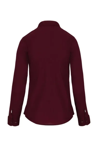  LADIES' LONG-SLEEVED MANDARIN COLLAR SHIRT - Kariban Wine