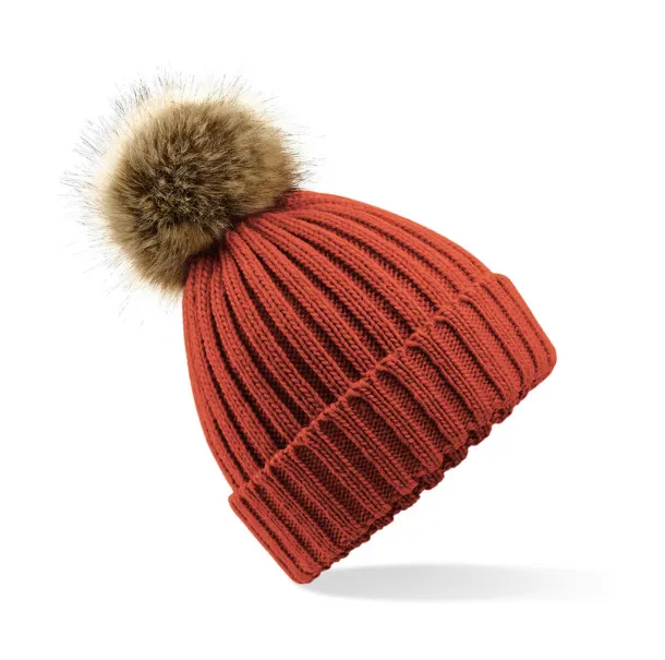  Fur Pop Pom Chunky Beanie - Beechfield Orange Rust