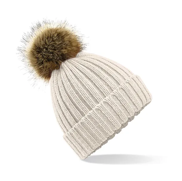  Fur Pop Pom Chunky Beanie - Beechfield Oatmeal