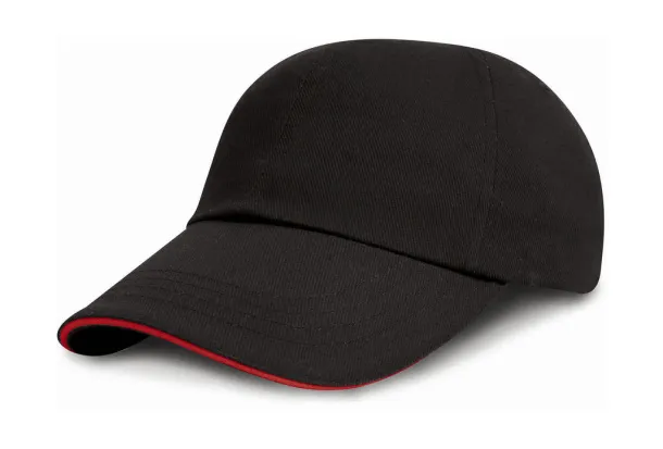  Junior Brushed Cotton Cap - Result Headwear Black Crvena