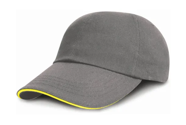  Dječja šilterica od brušenog pamuka - 6 panela - Result Headwear Siva Yellow