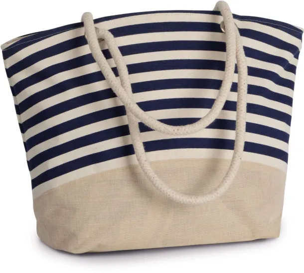  JUTE CANVAS DUFFEL SHOPPING BAG, 350 g/m2 - Kimood Natural Navy