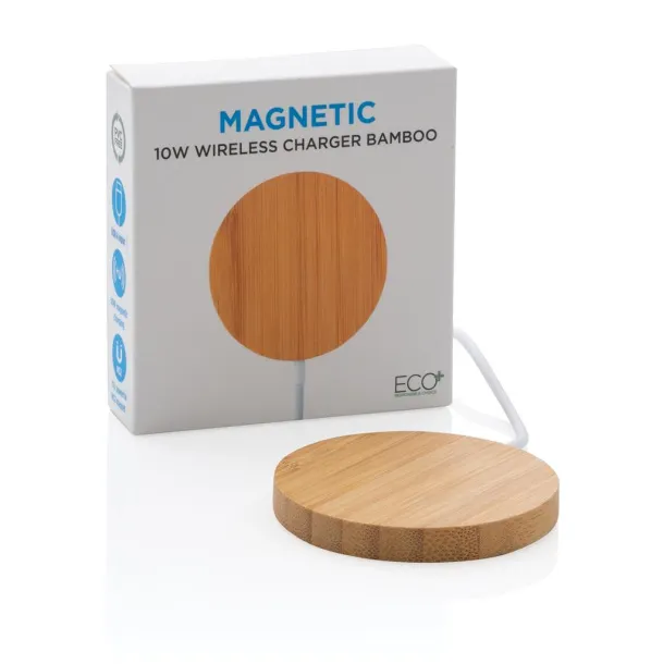  10W bamboo magnetic wireless charger - XD Collection Brown 