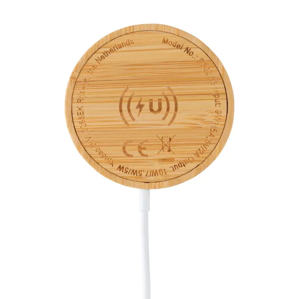  10W bamboo magnetic wireless charger - XD Collection Brown 