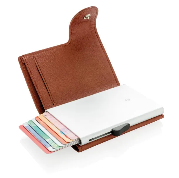  C-Secure RFID card holder & wallet - XD Collection Brown Silver