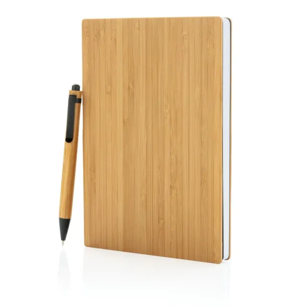  A5 Bamboo notebook & pen set - XD Collection Brown 