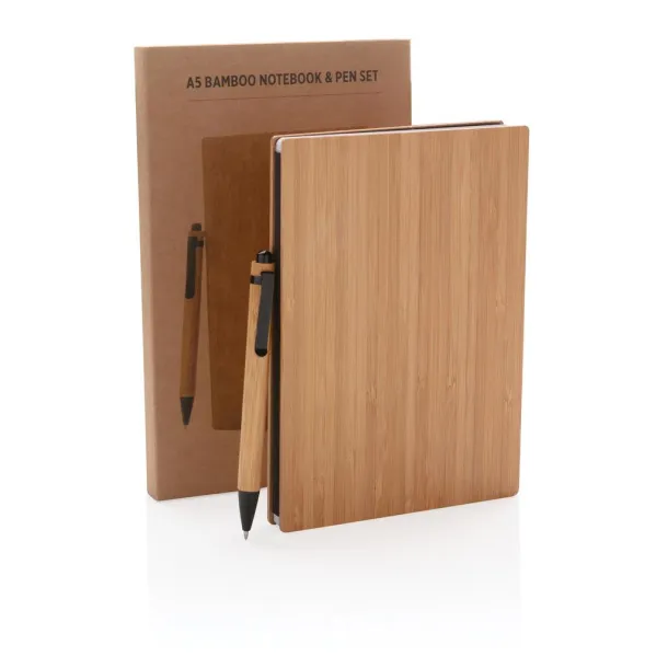  A5 Bamboo notebook & pen set - XD Collection Brown 