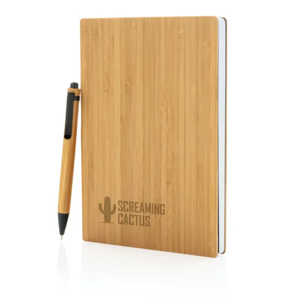  A5 Bamboo notebook & pen set - XD Collection Brown 