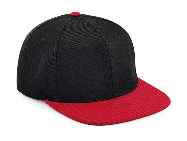  Original Flat Peak 6 Panel Snapback - Beechfield Black Classic Red