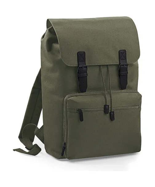  Vintage Laptop Backpack - Bagbase Olive Green Black