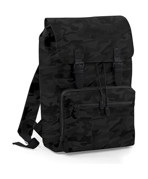  Vintage Laptop Backpack - Bagbase Midnight Camo Black