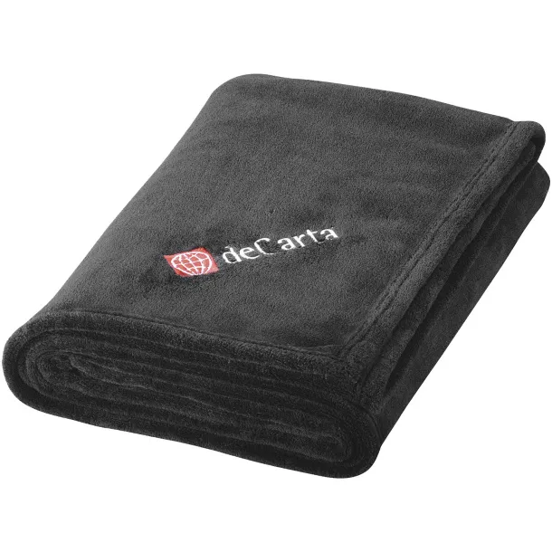 Bay extra soft coral fleece plaid blanket - Unbranded Solid black