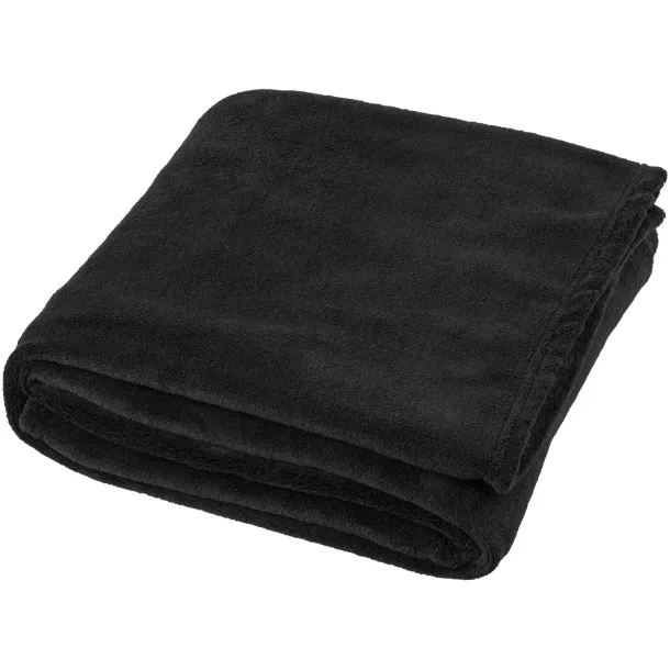 Bay extra soft coral fleece plaid blanket Solid black