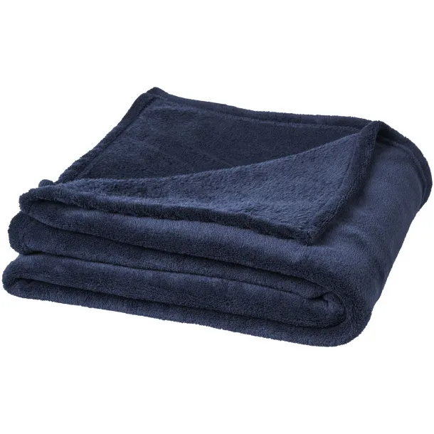 Bay extra soft coral fleece plaid blanket Dark blue