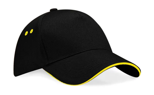  Ultimate 5 Panel Cap - Sandwich Peak - Beechfield Black Yellow