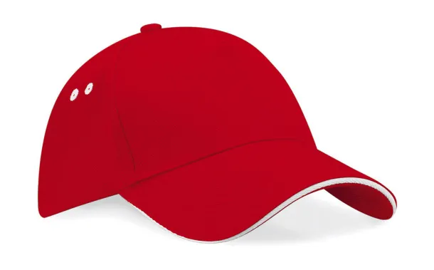  Ultimate 5 Panel Cap - Sandwich Peak - Beechfield Classic Red Bijela