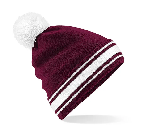  Stadium Beanie - Beechfield Burgundy Bijela