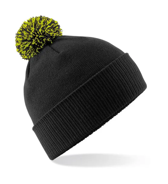  Snowstar Beanie - Beechfield Black Lime Green