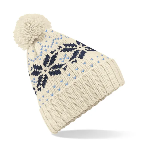  Fair Isle Snowstar® Beanie - Beechfield Off White Navy