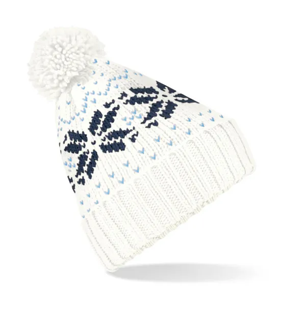  Fair Isle Snowstar® Beanie - Beechfield Off White Navy