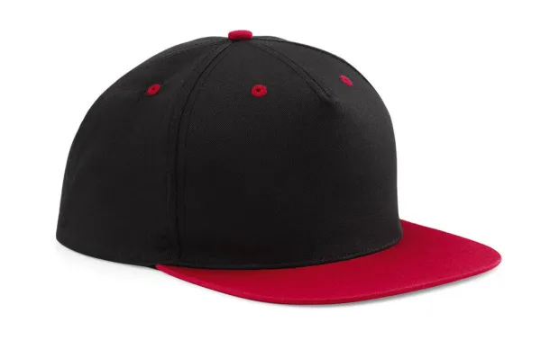  5 Panel Contrast Snapback - Beechfield Black Classic Red