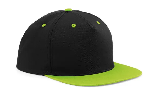  5 Panel Contrast Snapback - Beechfield Black Lime Green