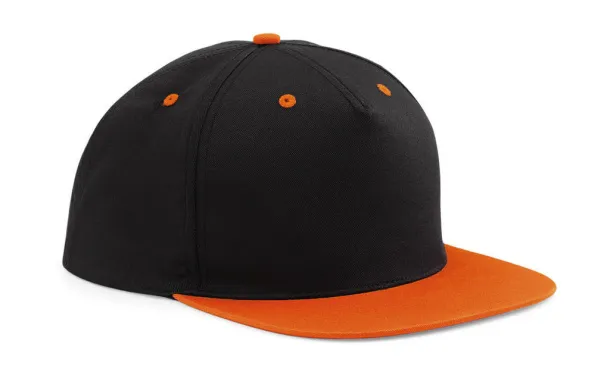  5 Panel Contrast Snapback - Beechfield Black Narančasta